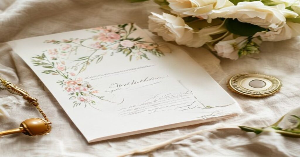 Elegant wedding invitation suite with adults-only wording examples, featuring calligraphy and floral designs.