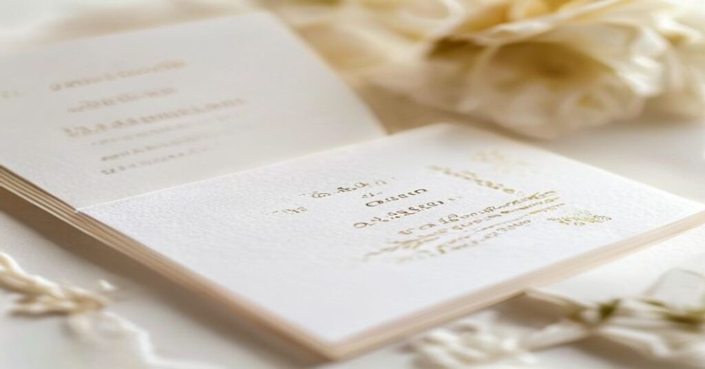 Elegant wedding invitation suite with a 'Change the Date' card, symbolizing a wedding date change on a website.