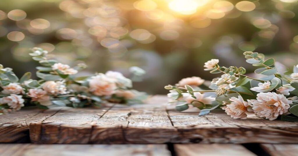 Bohemian garden wedding table with flowers and eucalyptus, hinting at elegance for a wedding invitation website.