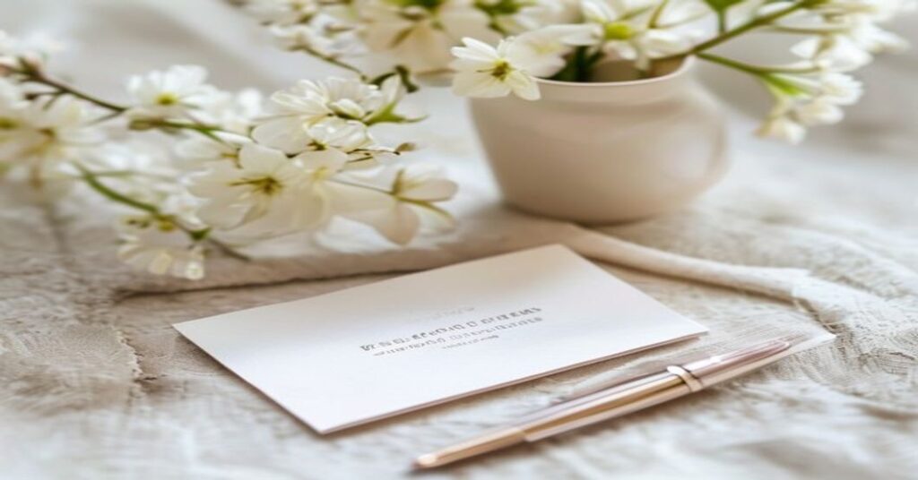 Elegant wedding invitation suite and engagement ring, symbolizing second marriage registry planning.