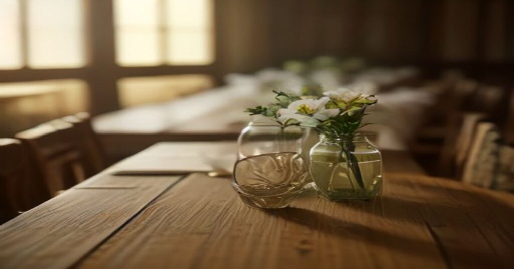 Elegant rustic barn wedding table setting for a 2026 wedding inspiration.